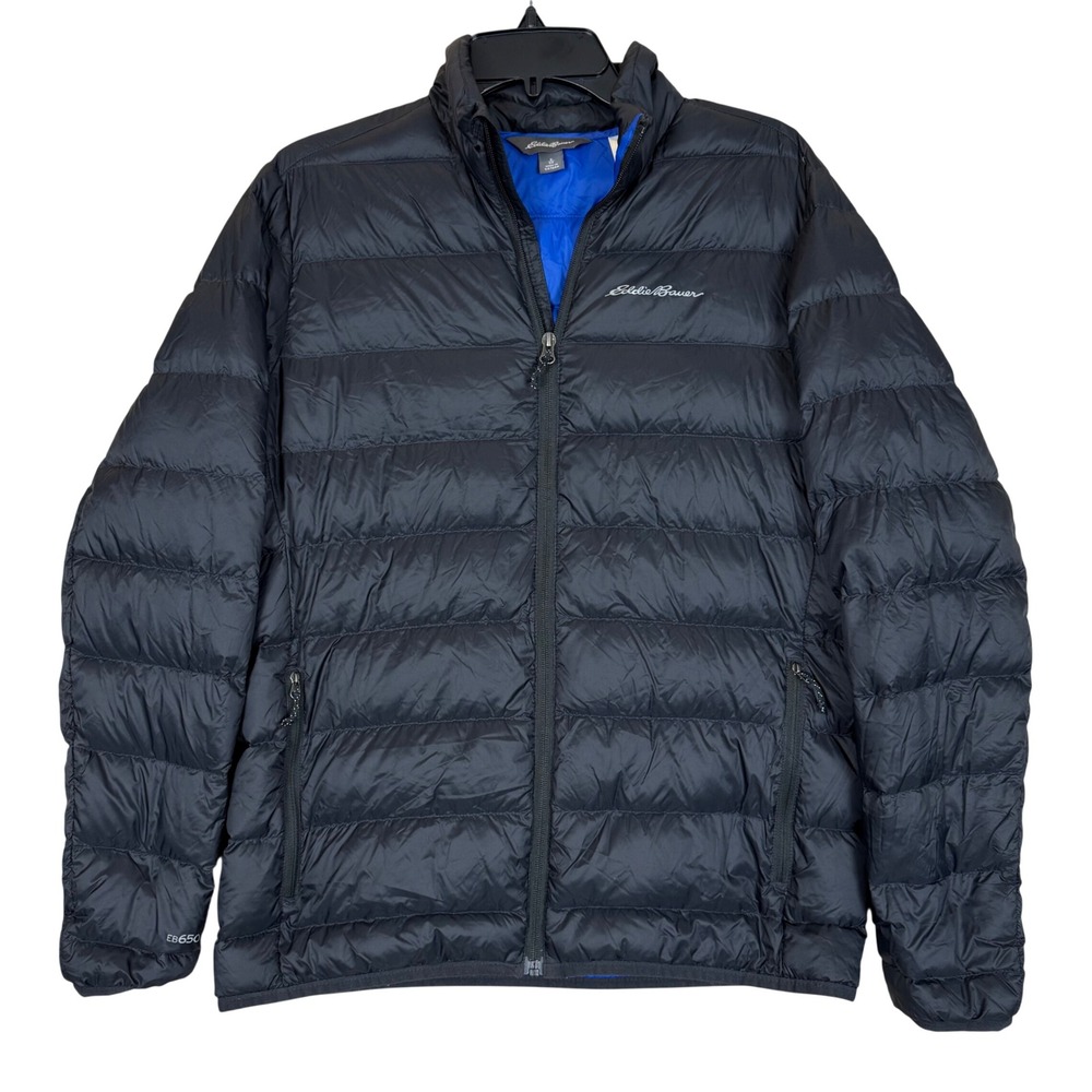 Eddie Bauer Down Puffer Jacket S EB650 Packable Insulated Black Gorpcore Outdoor